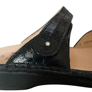 Finn Comfort 37D/6 Catalina Black Patent‎ Leather Soft Footbed Sandals EUC thumbnail 8