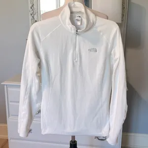 The North Face Lightweight Pullover White Long Sleeve Fleece Top Womens Medium thumbnail 2