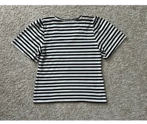 Ann Taylor Sz S Black & White Striped Knit Top Tee T-Shirt Cute!! thumbnail 5