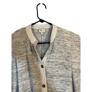 STCL by Anthropologie Women’s Gray White Short Sleeve Button Down Jacket Sz Med thumbnail 4