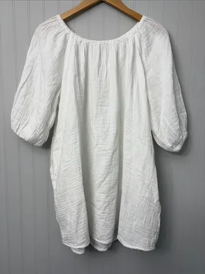 Little Moon Aritzia Off Shoulder Air Plush Cotton Fig Mini Dress Women XS White thumbnail 6