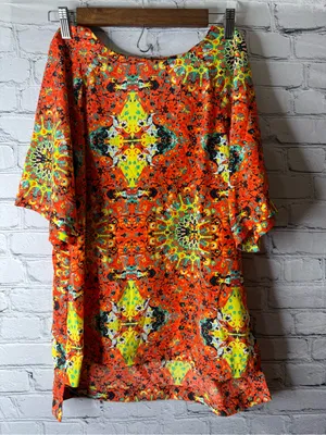 Kut from the cloth Vibrant Orange & Neon Printed Tunic Top medium thumbnail 6