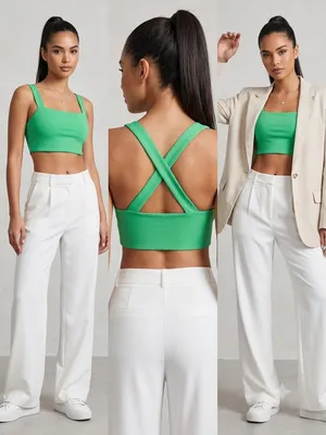 Offline x Aerie Real Me Xtra Stretch Med. Support Green Crop/ Sports Bra Medium thumbnail 2