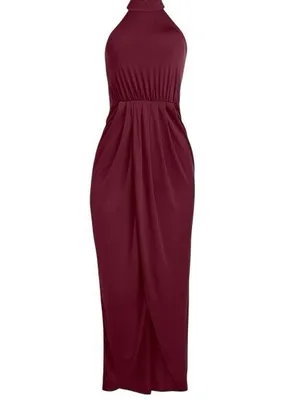 Venus Drape Maxi Dress in Burgundy Medium wedding guest bridesmaid thumbnail 4
