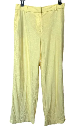 Linen Blend Rachel Zoe Pant Womens 4 Butter Yellow Spring Pastel Preppy 28 x 25 thumbnail 1