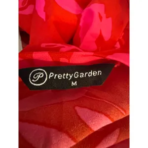 PrettyGarden One Shoulder Floral Maxi Dress Red Pink Tiered Boho Summer M resort thumbnail 6