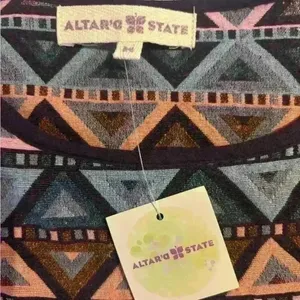 NWT Altar’d State Eggplant High Low Dress Geometric Design. Size Medium thumbnail 4