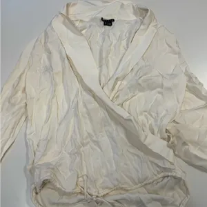 Theory Wrap-Front 100% Silk Long-Sleeve Blouse: Size Medium thumbnail 4