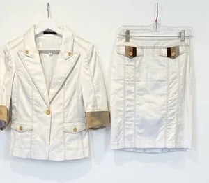 Bebe Collection Y2K Skirt Suit Set White Satin Blazer 8 Pencil Skirt 4 Italy thumbnail 1