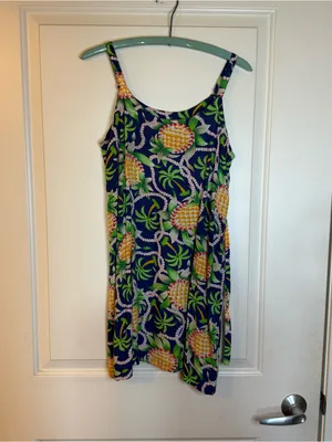Mango Moon Tropical Pineapple Sun Dress Size Large thumbnail 2