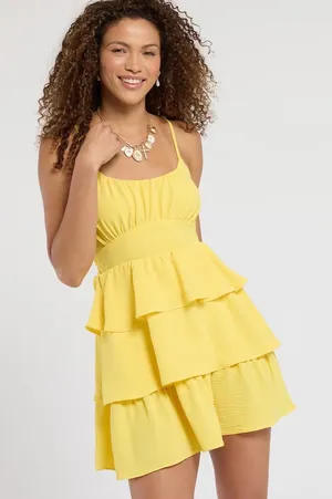 Dry Goods Yellow Ruffle Dress thumbnail 1