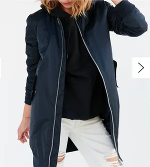 Urban‎ Outfitters Silence + Noise Navy Long bomber style coat size small thumbnail 1