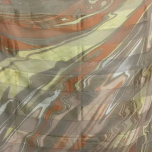 Vintage 70s 80s Abstract Marbled Sheer Square Scarf Rust Olive Silk Feel thumbnail 3