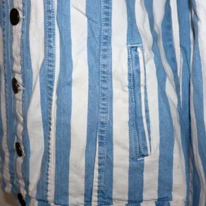 Show Me Your‎ Mumu Drine denim Jacket Sz S Marina striped thumbnail 10