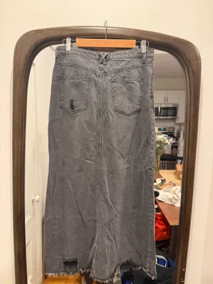 Free People Distressed Denim Skirt thumbnail 4