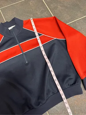 Frame Colorblock Mock Neck 1/4 Zip Pullover Sweatshirt Blue Red Small Retro 90s thumbnail 11
