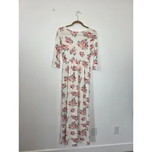 Chris & Carol Floral Maxi Dress Soft Knit Pockets Modest Teacher Cottagecore S thumbnail 8