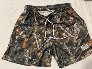 Men's Camouflage Athletic Shorts with Autumn Leaf Accent thumbnail 3