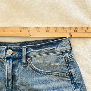 American Eagle Outfitters Light Blue Distressed Denim Shorts thumbnail 8