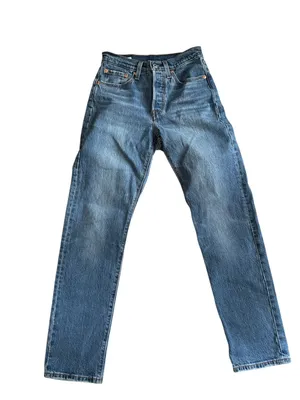 Levi's 501 High-Rise Straight Leg Jeans Buttonfly 24X30 Med Wash Cotton Stretch thumbnail 1