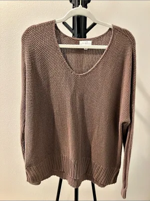 Lucky Brand Waffle Slouchy V-Neck Sweater Brown thumbnail 1