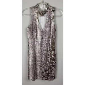 Fab'rik Bodycon Sequins Snakeskin Mini‎ Dress Sz S Cocktail Party Club Sexy Date thumbnail 15
