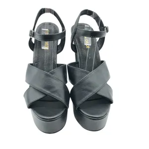 Chase + Chloe Ford Platform Block Heels Faux Leather Ankle Strap Black 8.5 thumbnail 2