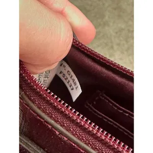 Coach Wristlet Patent Leather F52137 Maroon Burgundy Bow Small Handbag Sherry thumbnail 7