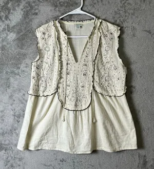 Sundance Farrah Dawn Embroidered Cotton‎ Tunic Top XS Boho Prairie Cottagecore thumbnail 1