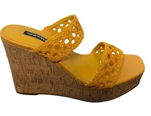 Nine‎ West Kalani Yellow Woven Cork Platform Wedge Sandals Size 8.5 New thumbnail 1