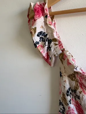 Hot Kiss Pink and Cream Floral Smocked Midi Dress thumbnail 4
