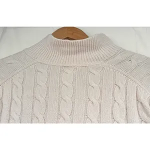 Aritzia Sunday Best Pink Cable Knit Collared Cropped Sweater Prep Merino Wool thumbnail 5
