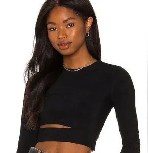 Adika Long Sleeve Cut-Out Cropped Top thumbnail 1