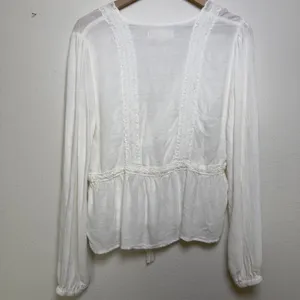 Idyllwind‎ Women Babydoll Top Medium Top Ivory Lace Trim Crochet Boho Gauze thumbnail 12
