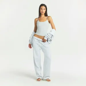 Skims Cotton Fleece Classic Straight Leg Sweatpants - Light Heather Grey 2X NWT thumbnail 11