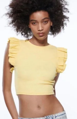 ZARA Yellow Crop Top thumbnail 1