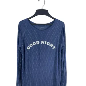 Love by Gap Women’s S Navy Polka Dot Long Sleeve Sleep Shirt “goodnight” Soft thumbnail 2