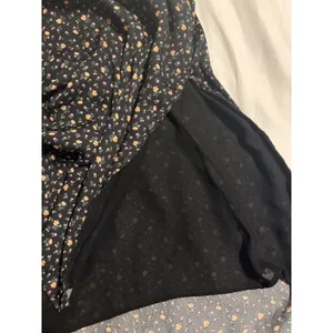 American Eagle‎ Black Floral Midi Dress Size L Square Neck Back Cutout Slit Boho thumbnail 6