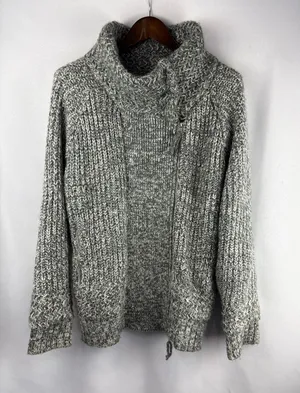 Women’s FishBone XL Gray Zip Knit Cardigan thumbnail 1