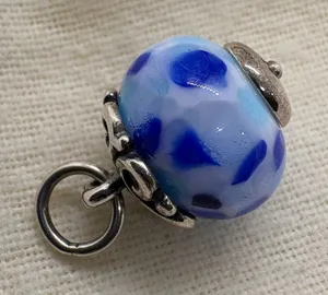 James Avery Retired Gentle Wave Blue Glass Finial Charm Sterling Silver Rare thumbnail 1