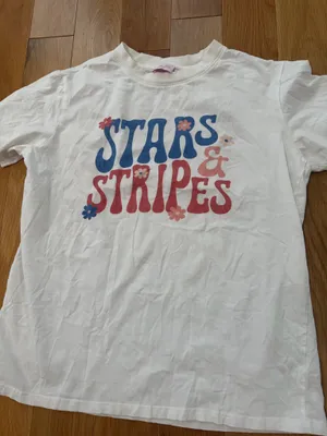 Pink Lily Stars & Stripes White Graphic Tee thumbnail 1