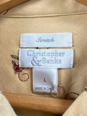 Y2K Christopher & Banks Butter Yellow Floral Embroidered Cottagecore Jacket L thumbnail 6