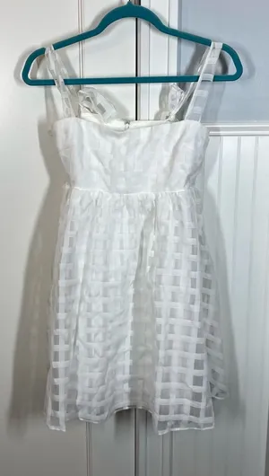 Amanda Uprichard Russo Dress Size Medium‎ White Gingham Babydoll Mini Bridal thumbnail 1