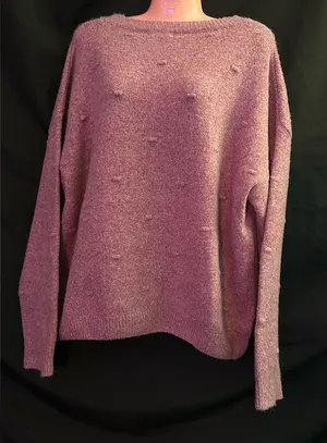 Newbury Kustom Women's Oversized Boat Neck Textured Pink Sweater SZ LG thumbnail 1