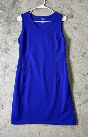 Duluth Trading Noga Sleeveless Dress Blue Athletic Travel Pocket Dress Size S‎ thumbnail 1