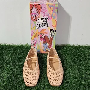 Jeffrey Campbell KHLOE Perforated Square Toe Flat - Beige - Women's Size 8 thumbnail 2