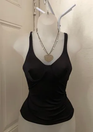 Vintage Goth Boudoir Slip Chemise Cami Bralette Lingerie Tank Top Shirt Teddy Blouse Fitted V-neck #bondage #whimsygoth #babydoll #whimsi USA Made Size 36 thumbnail 1