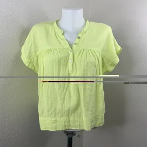 MOTHER Neon Yellow/green The Pop Your Top Street Lights Shirt Button Sz S thumbnail 2