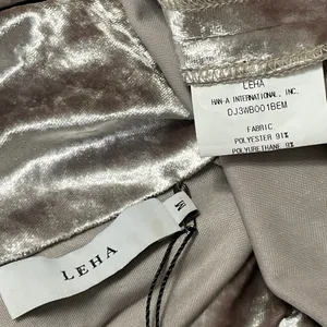 Leha Women Beige Velvet Velour Long Sleeve Tie Bow Mock Neck Blouse Top Size M thumbnail 4