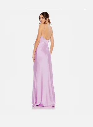 NWT Mac Duggal Lilac Satin Crystal Bow Gown 💜✨⁠ thumbnail 3